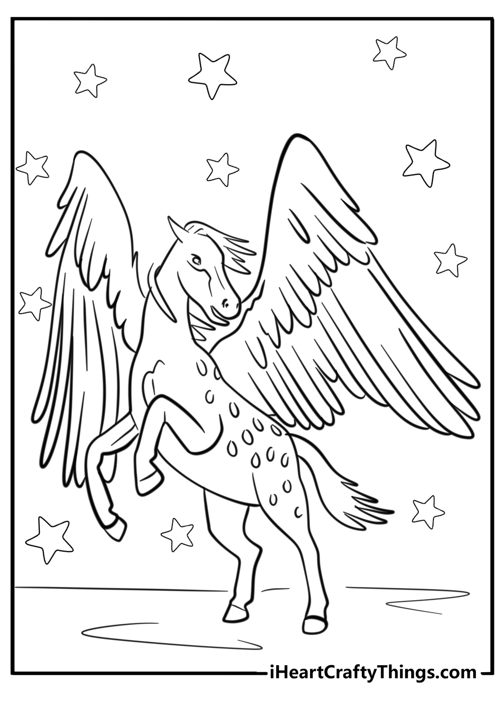 Spotted pegasus coloring page flying