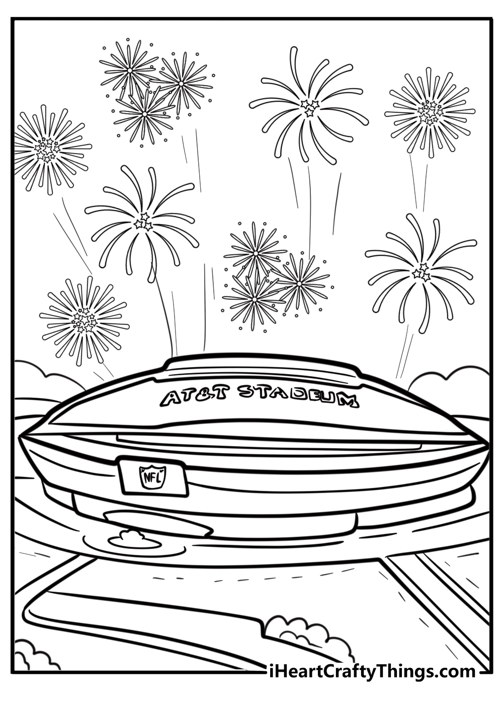 Super bowl halftime show with fireworks coloring page