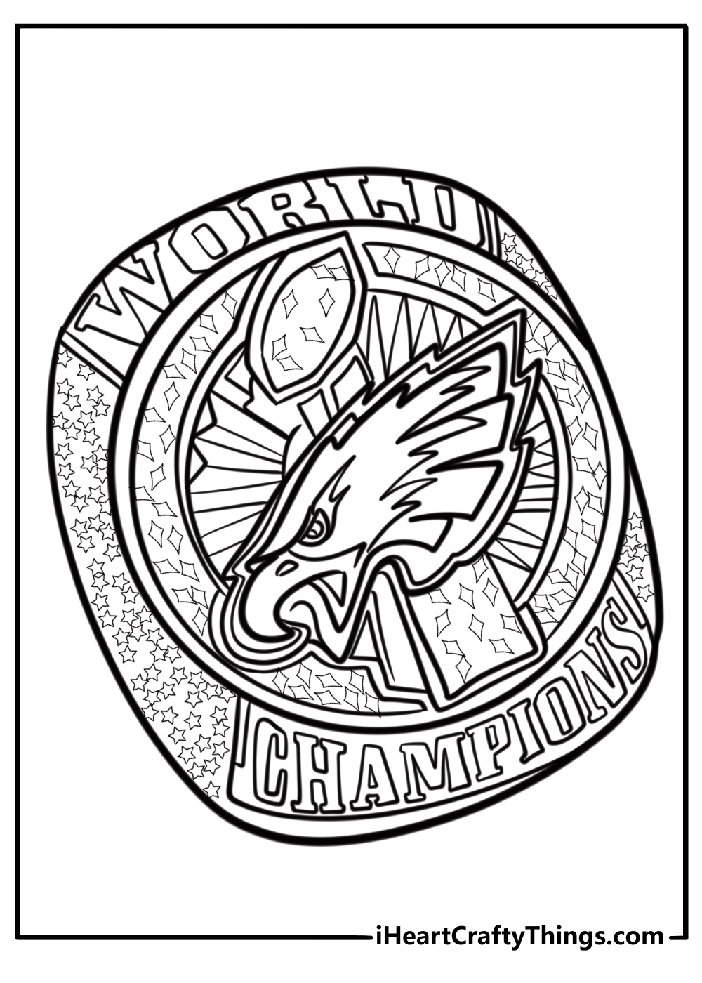 Super bowl ring with detailed design coloring sheet