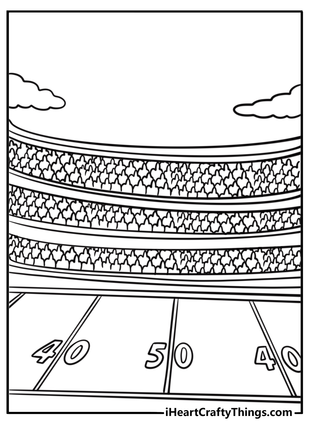 Super bowl stadium filled with fans fun printable coloring sheet