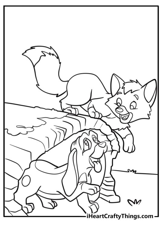 The fox and the hound coloring pages