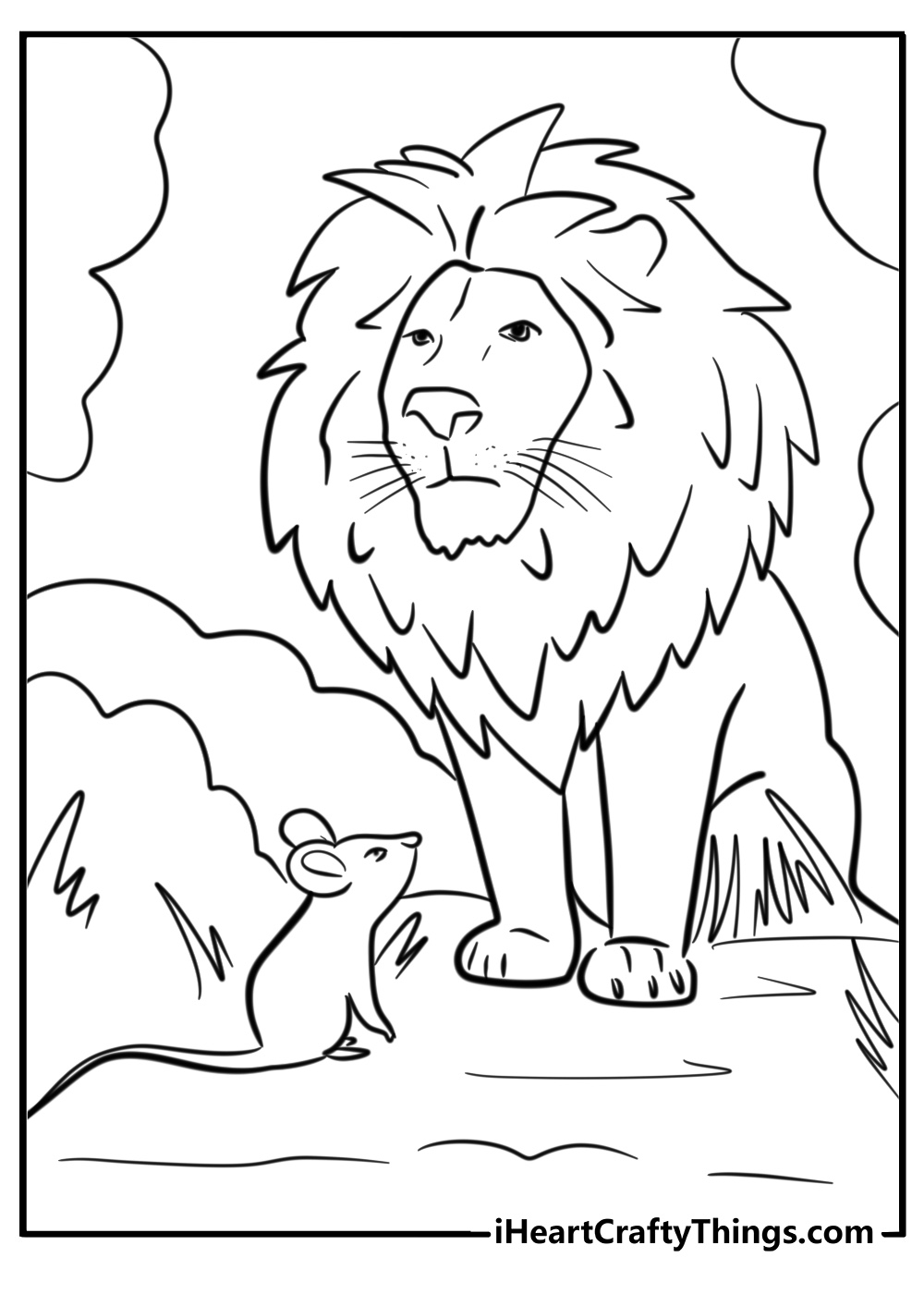 The lion and the mouse coloring page