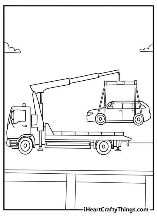 tow truck rescue coloring page