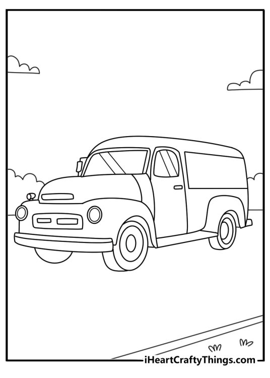 vintage delivery truck coloring page