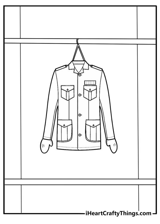 vintage trench coat and gloves on hanger fashion coloring page printable
