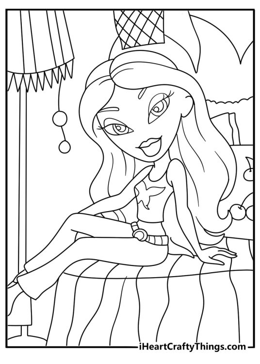 A Bratz bedroom with posters and accessories fills this easy printable