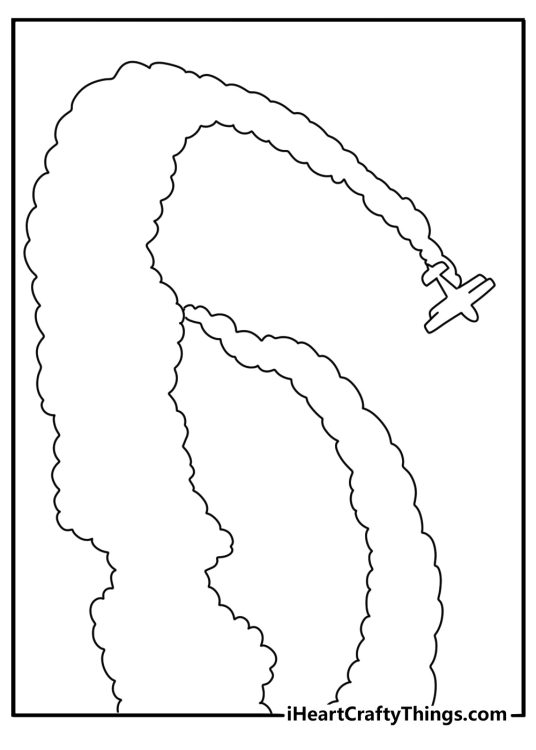 Airplane coloring pages to print with a stunt plane making a loop in an air show