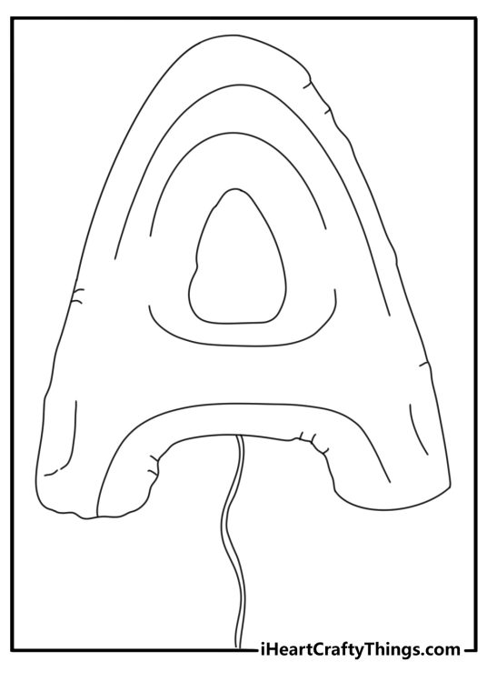 Alphabet letter A balloon simple coloring page printable
