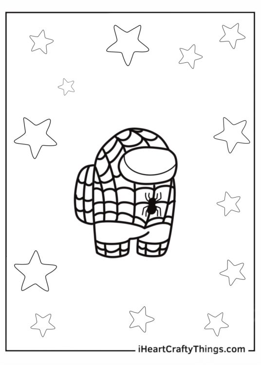 Among Us Spider-Man Coloring Picture For Kids