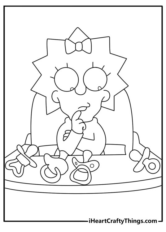 Baby Maggie in stroller with pacifier cute coloring sheet