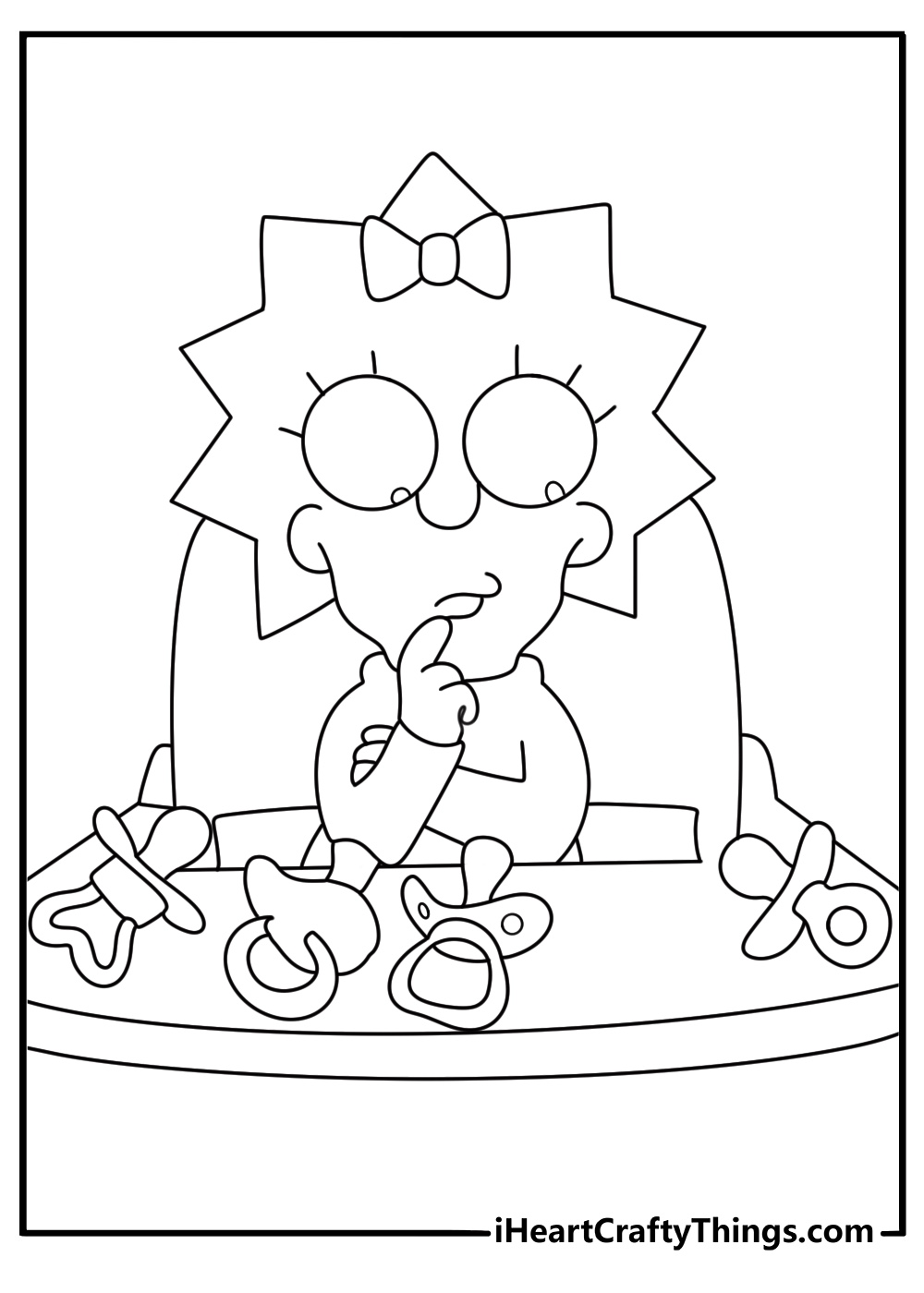 Baby Maggie in stroller with pacifier cute coloring sheet