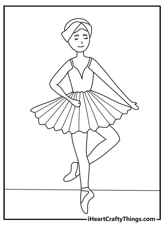 Ballerina coloring sheet with a ballerina in a Swan Lake style costume