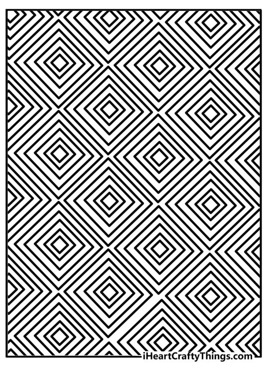 Beadwork pattern coloring page with geometric rows for adults detailed