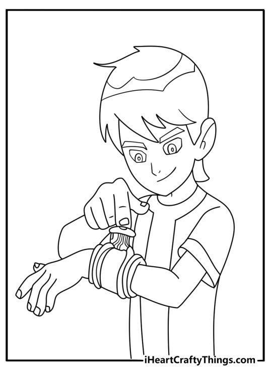 Ben 10 Alien Force coloring pages with teenage Ben using the Ultimatrix