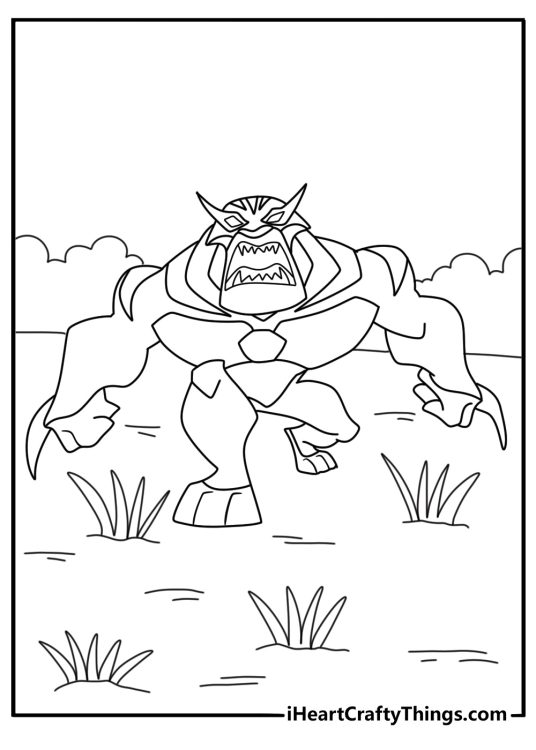 Ben 10 alien coloring pages with Rath clawing the ground