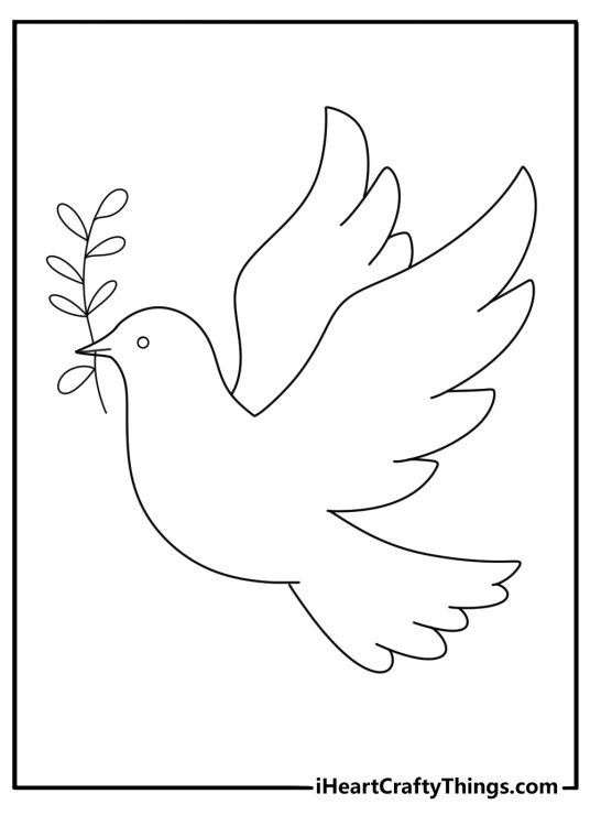 Bible verse coloring page with a dove and olive branch simple printable pdf for kids