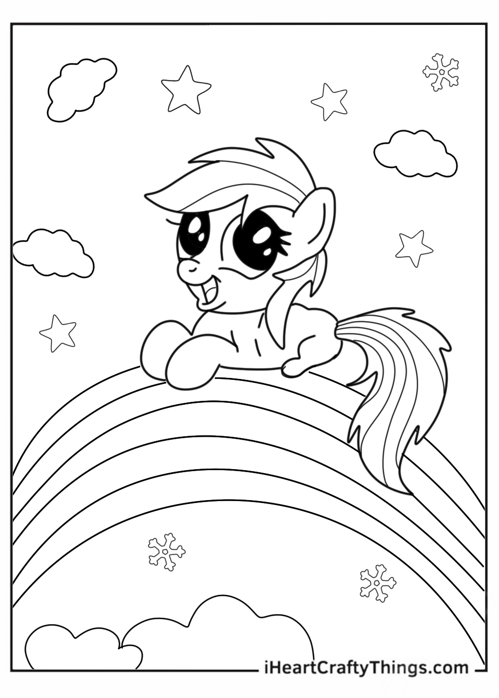 Cartoon My Little Pony Sitting On Rainbow
