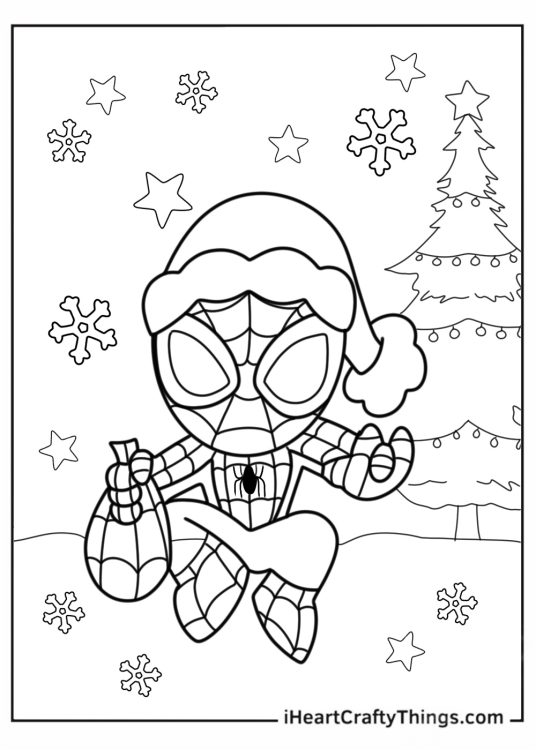 Christmas Themed Spider-Man Coloring