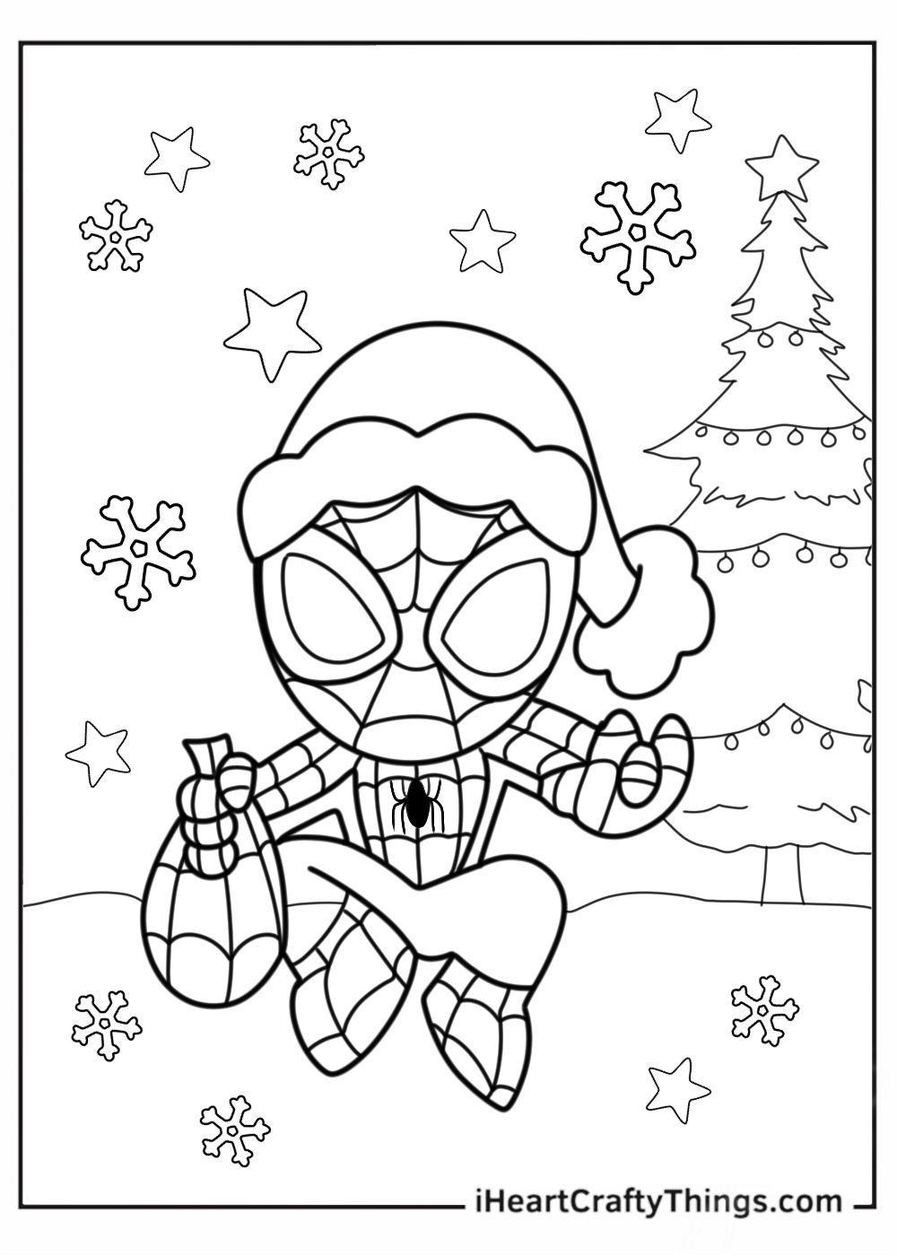 Christmas Themed Spider-Man Coloring