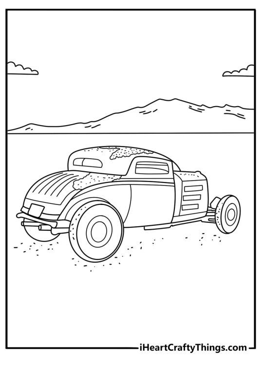 Classic salt flats scene with streamlined Hot Rod printable