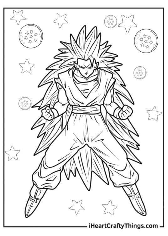 Coloring Page Of Goku Super Saiyan 3 Mode