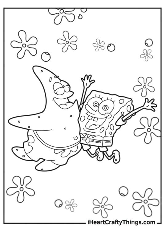 Coloring Page Of SpongeBob And Patrik Celebrating