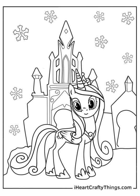 Coloring Page of Princess Cadence in Front of Castle