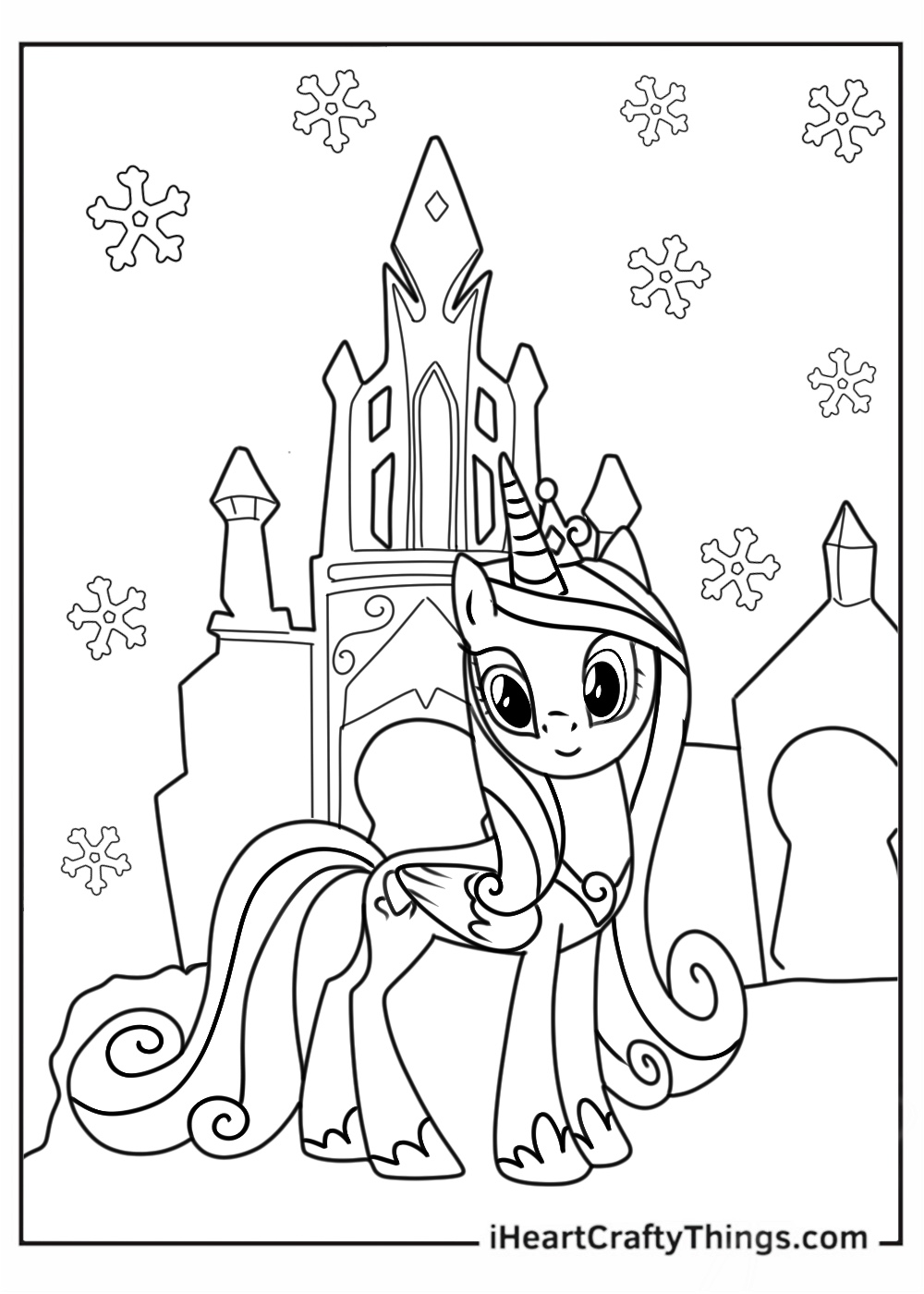 Coloring Page of Princess Cadence in Front of Castle