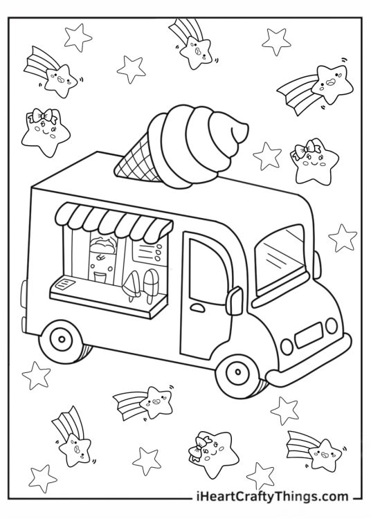 Coloring Sheet Of a Ice Cream Van