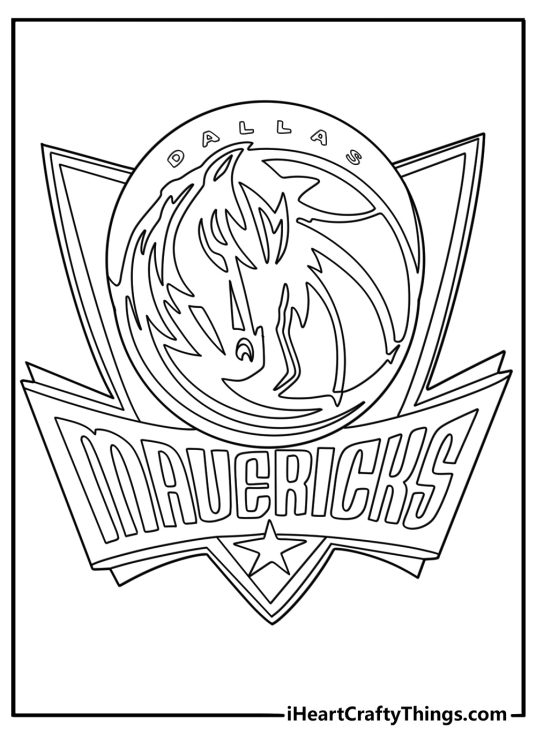 Dallas Mavericks horse head logo coloring sheet detailed printable