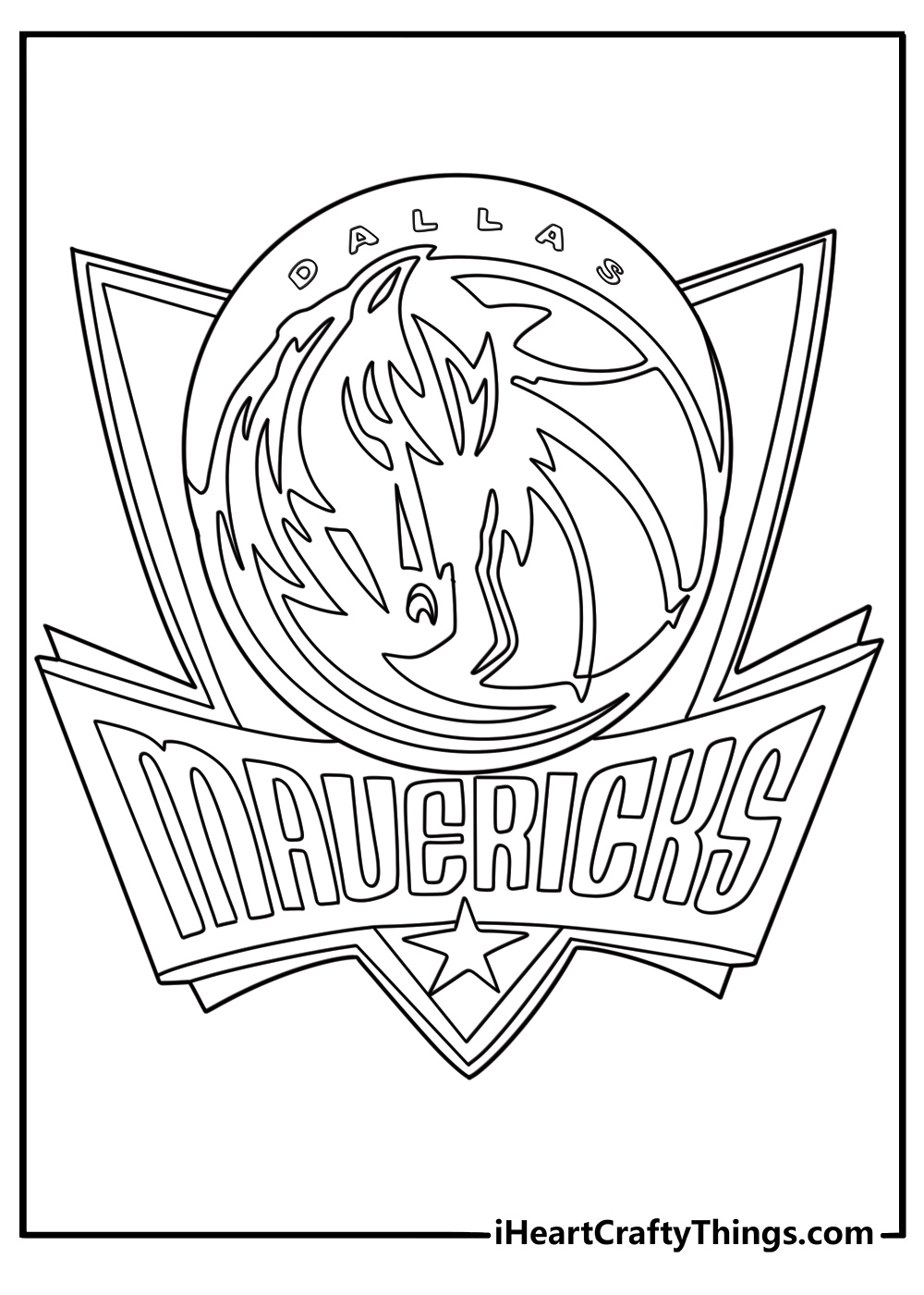 Dallas Mavericks horse head logo coloring sheet detailed printable