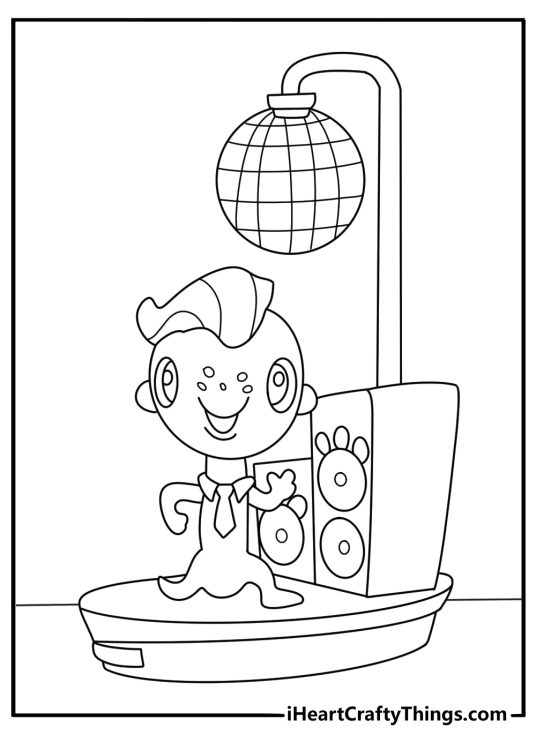 Detailed Littlest Pet Shop printable with Vinnie Terrio dancing under a disco ball