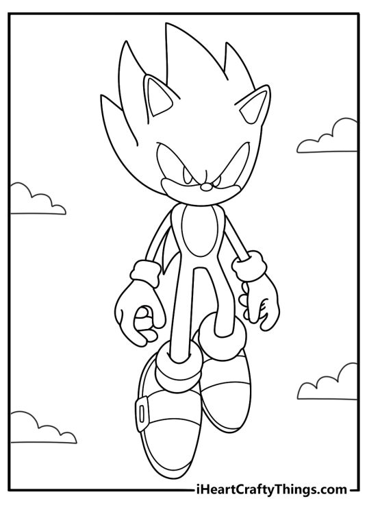 Detailed Sonic Coloring Sheet for Kids and Adults