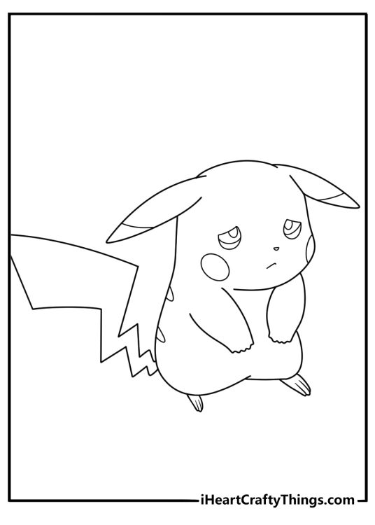 Drawing of a Pikachu with the face scrunched up like he is about to start crying