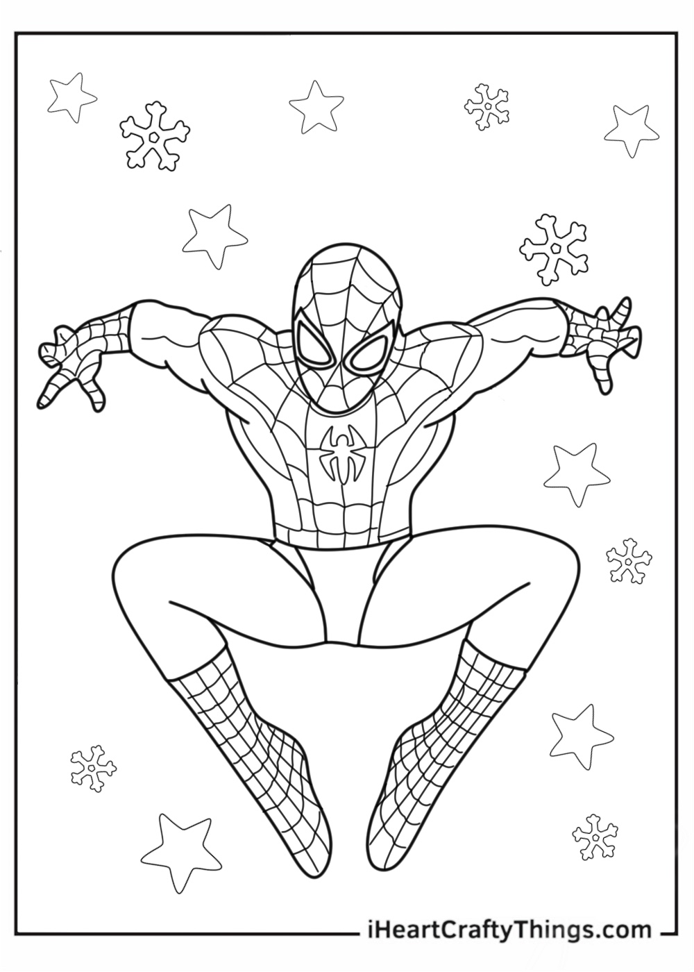 Easy Cartoon Spider-Man Coloring Sheet For Kids