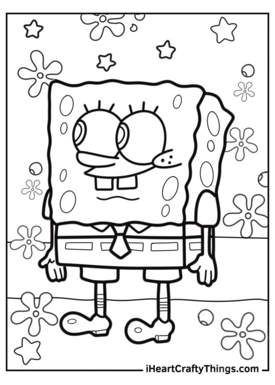 Easy Outline Of SpongeBob To Color For Kids