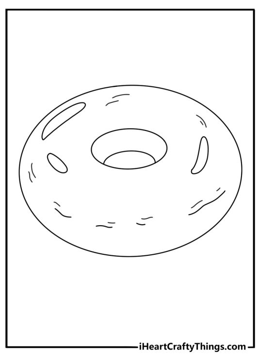Easy donut coloring page with a plain ring donut ready for custom toppings