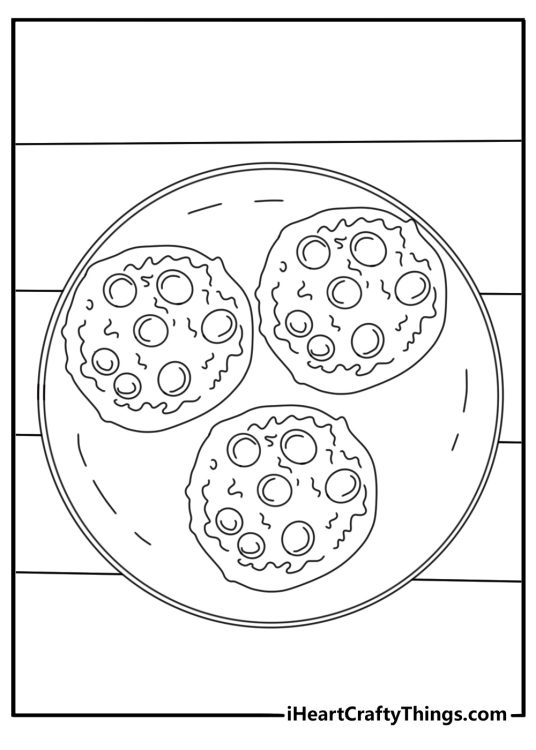 Easy pizza coloring page with a mini pizza on a plate