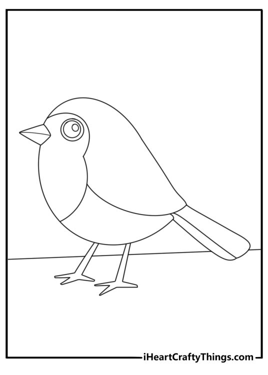 Easy robin coloring page with simple outline for preschool kids