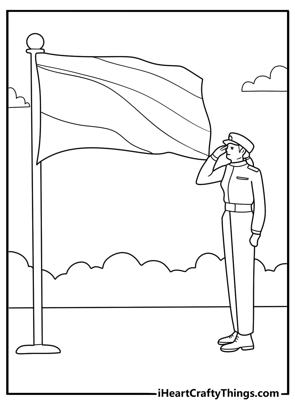 Flag salute ceremony with color guard coloring printable for kids
