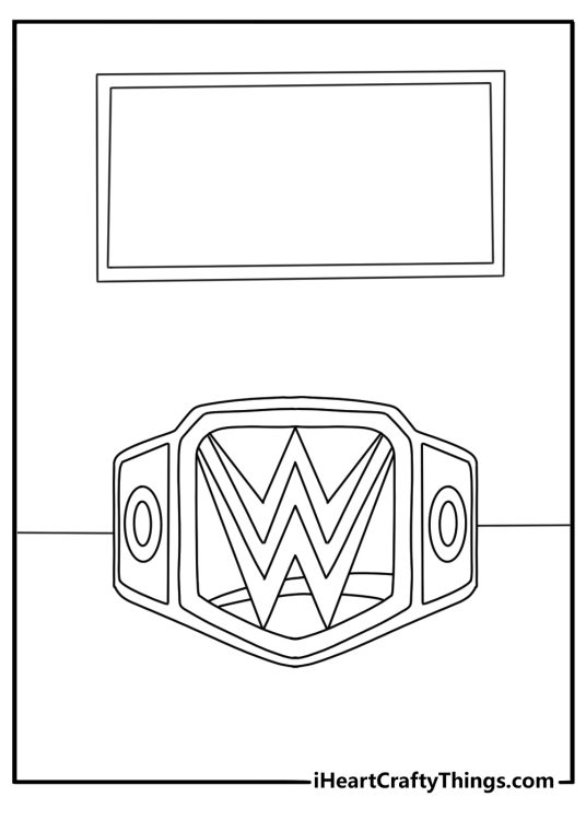 Free WWE printable with a champion belt beside a locker