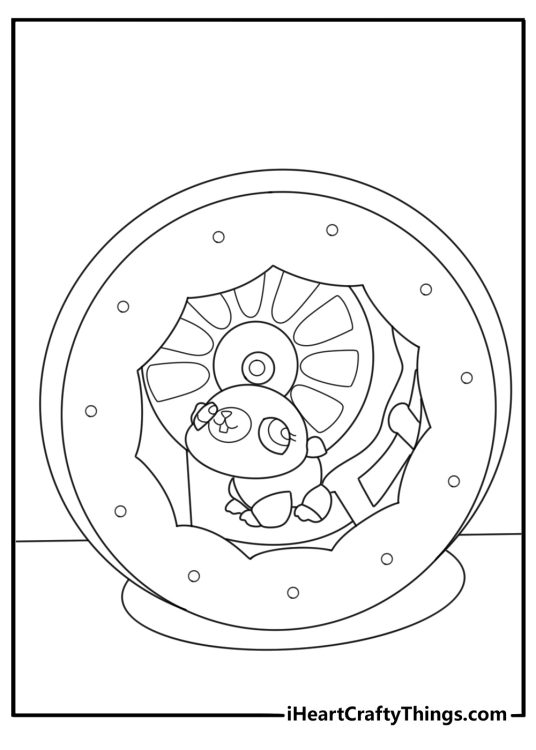 Free coloring sheet of a Littlest Pet Shop hamster running inside a play tunnel