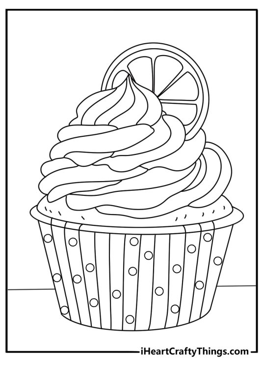 Free cupcake printable with a cupcake topped with a lemon slice
