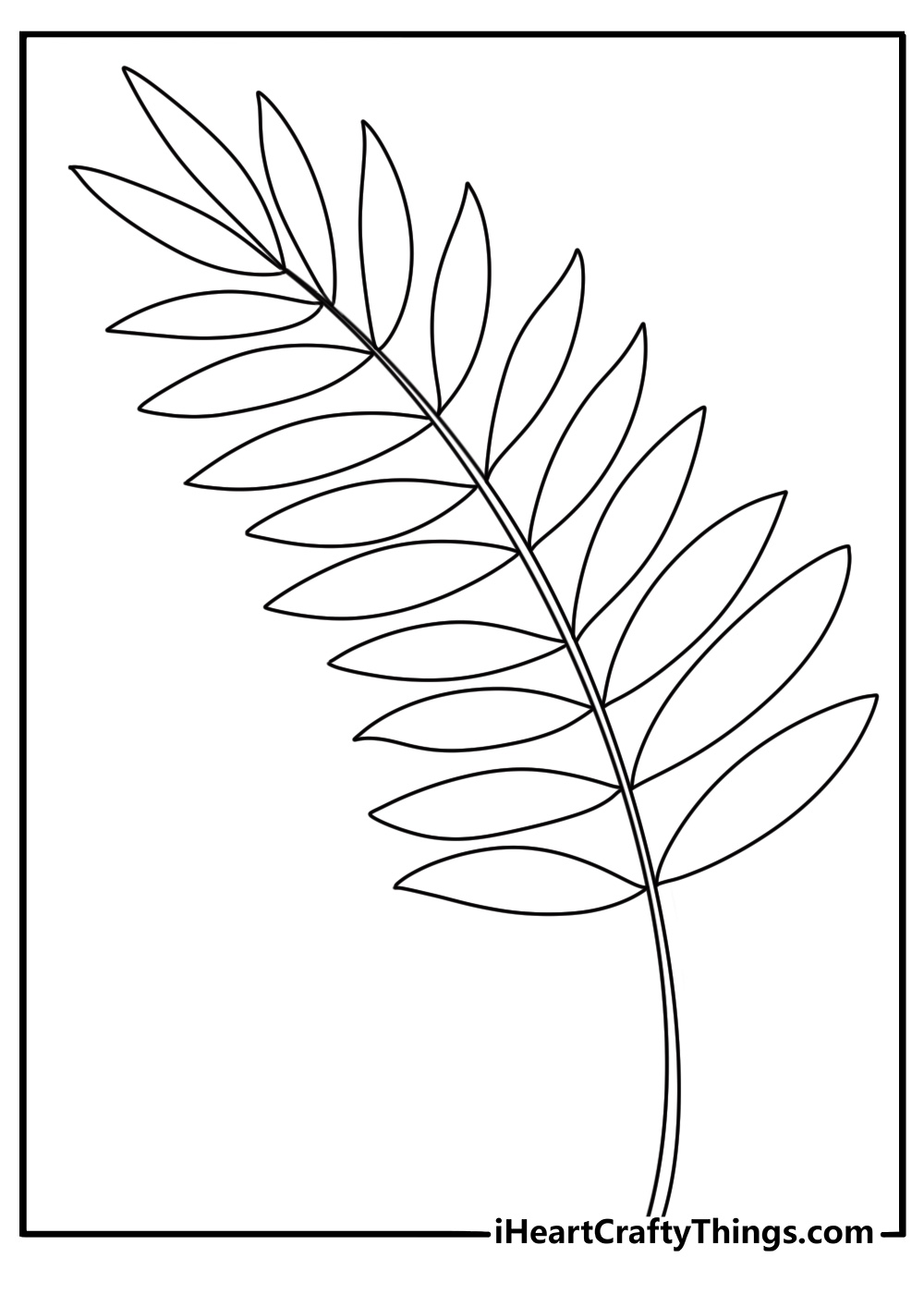 Free leaf printable of a fern frond with many tiny leaflets
