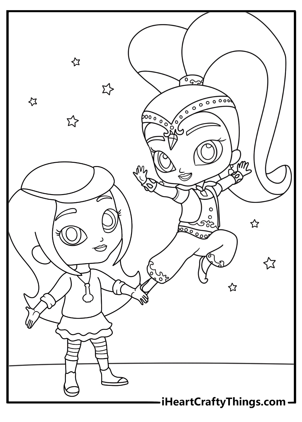 Free printable featuring Shine using genie magic beside Leah