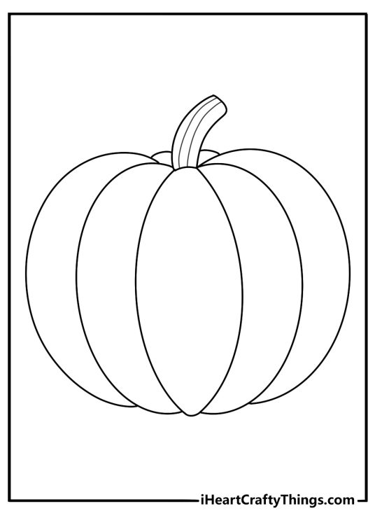 Free printable vegetable coloring sheet showing whole pumpkin
