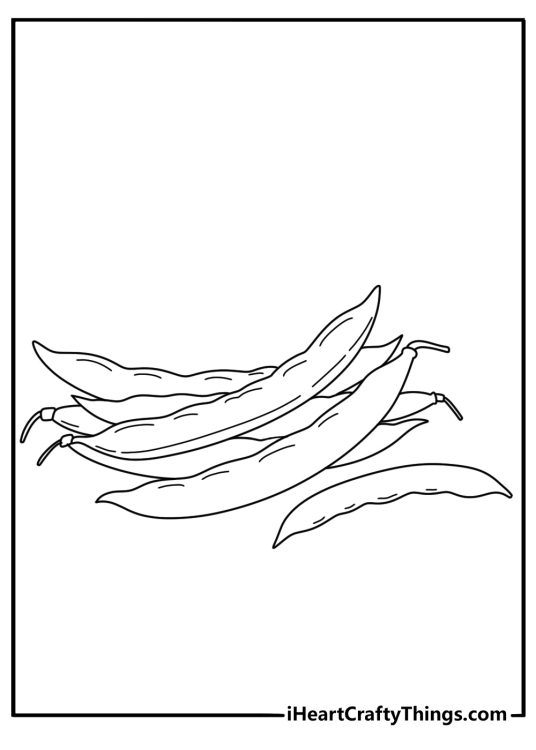 Free vegetable coloring sheet with green beans pile