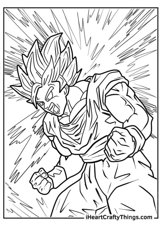 Goku Turning Into Super Saiyan Coloring Sheet