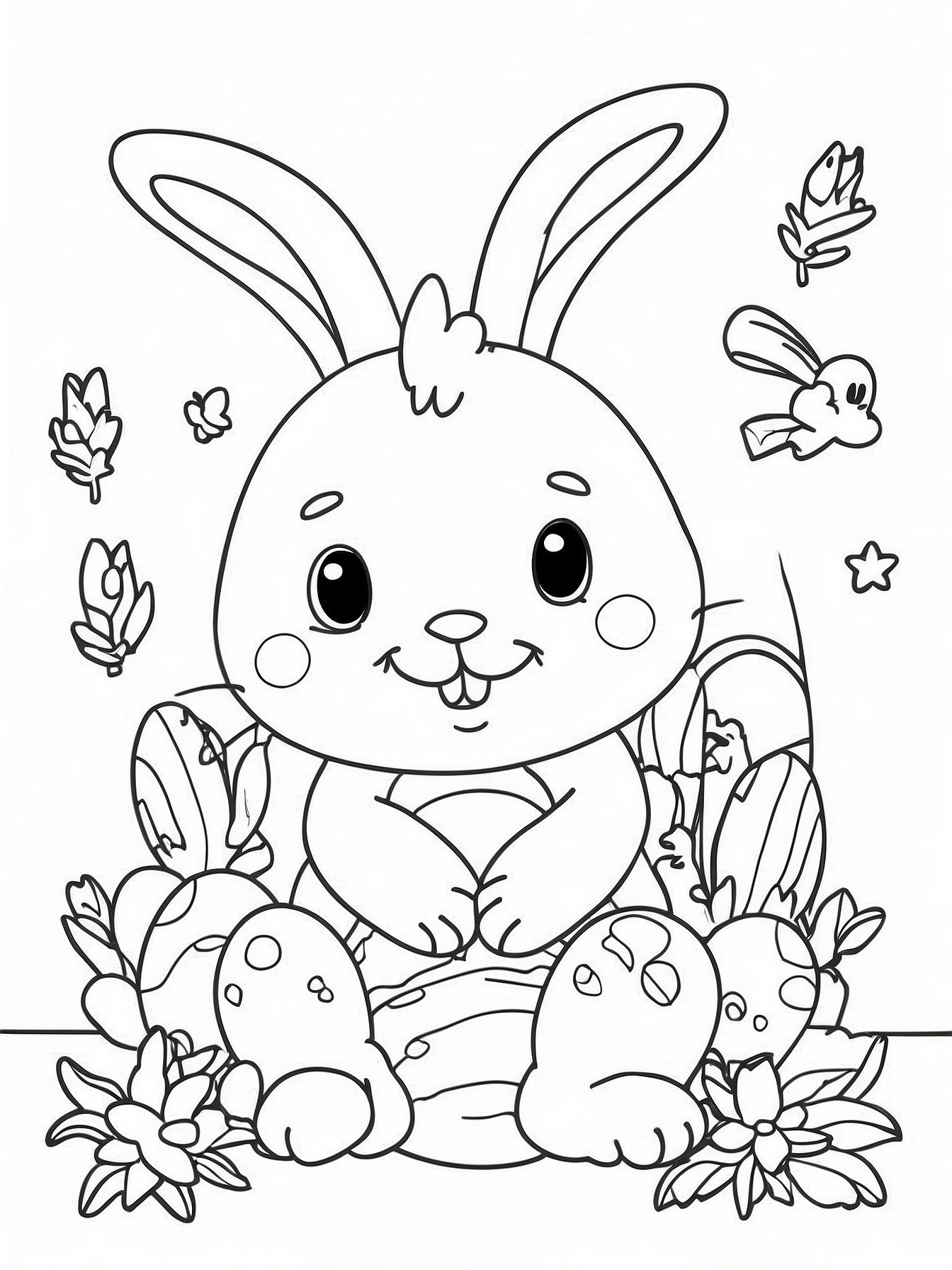 Happy Easter Bunny Coloring Page