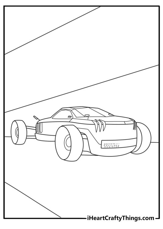 Hot Rod concept car with futuristic body lines detailed coloring page